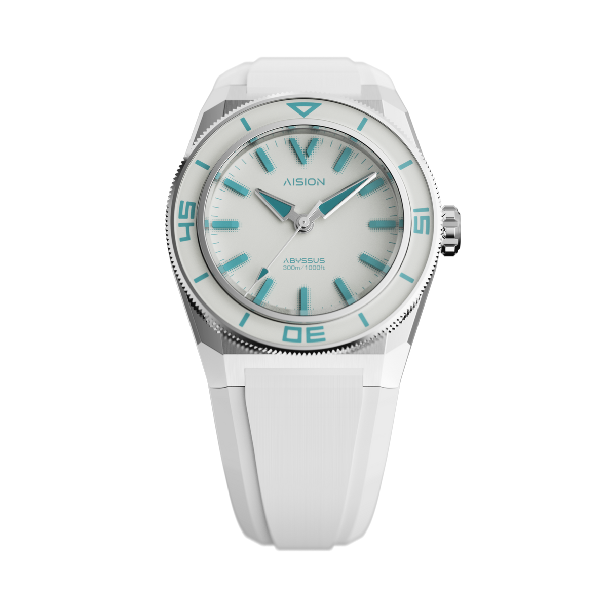 HANG ABYSSUS - Full Lume Dial Sea Foam Blue - FKM Strap
