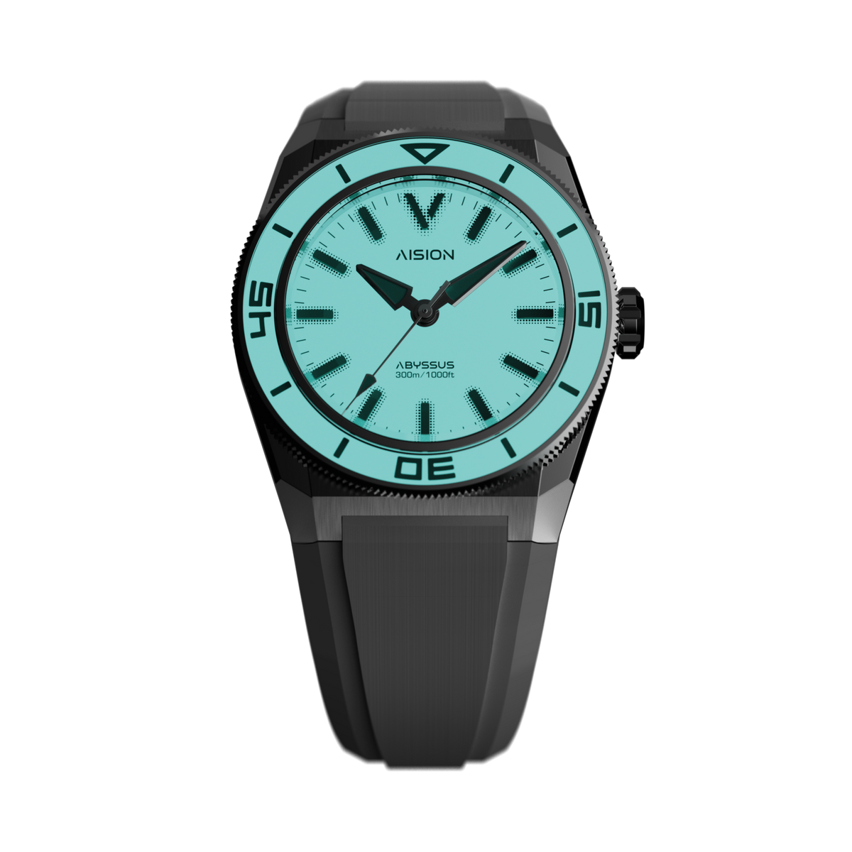 HANG ABYSSUS - Full Lume Dial Sea Foam Blue - FKM Strap