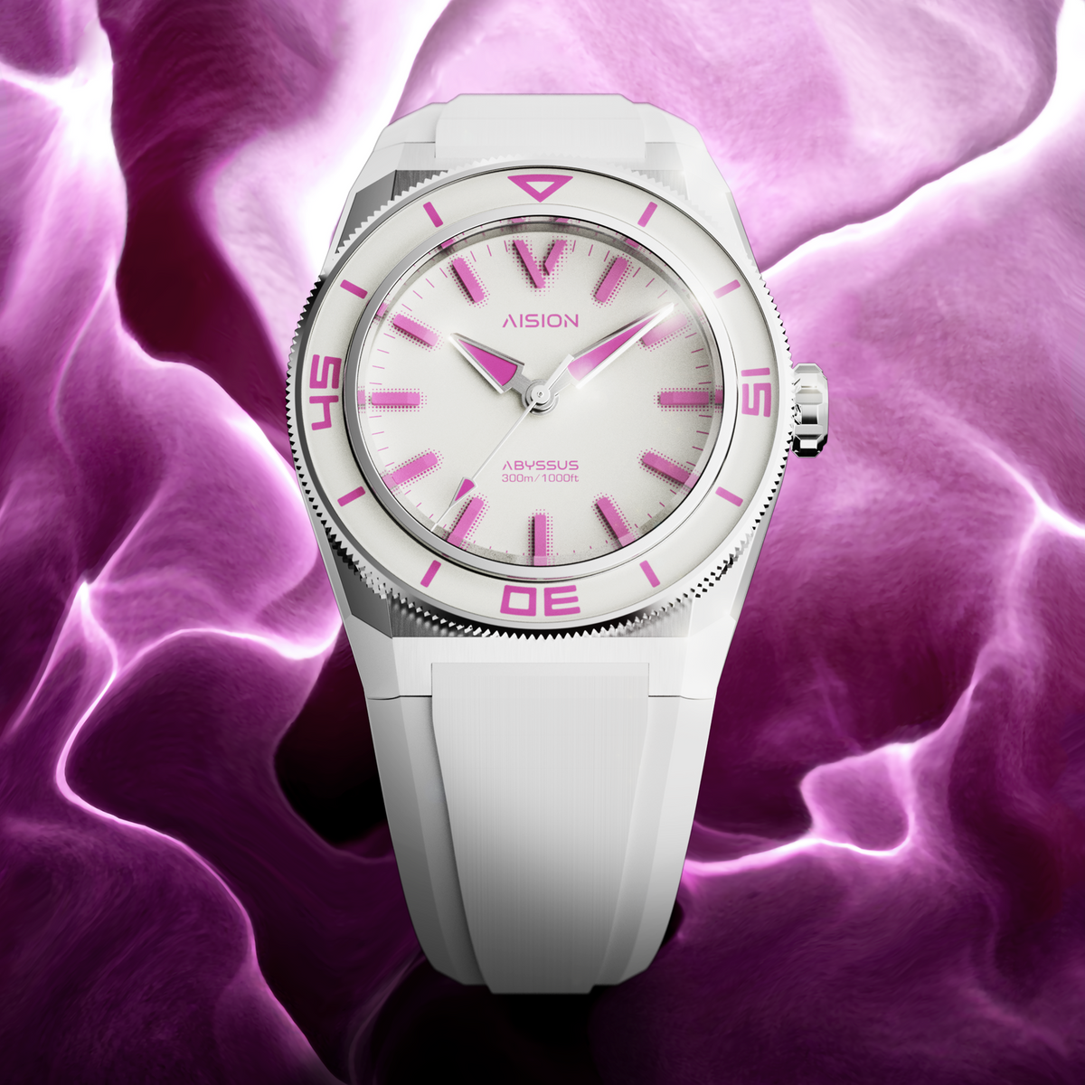HANG ABYSSUS - Full Lume Dial Coral Pink - FKM Strap