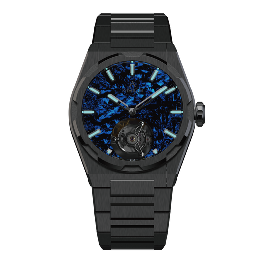 陀飛輪 - 夜光鍛造碳纖維錶盤 - 藍色