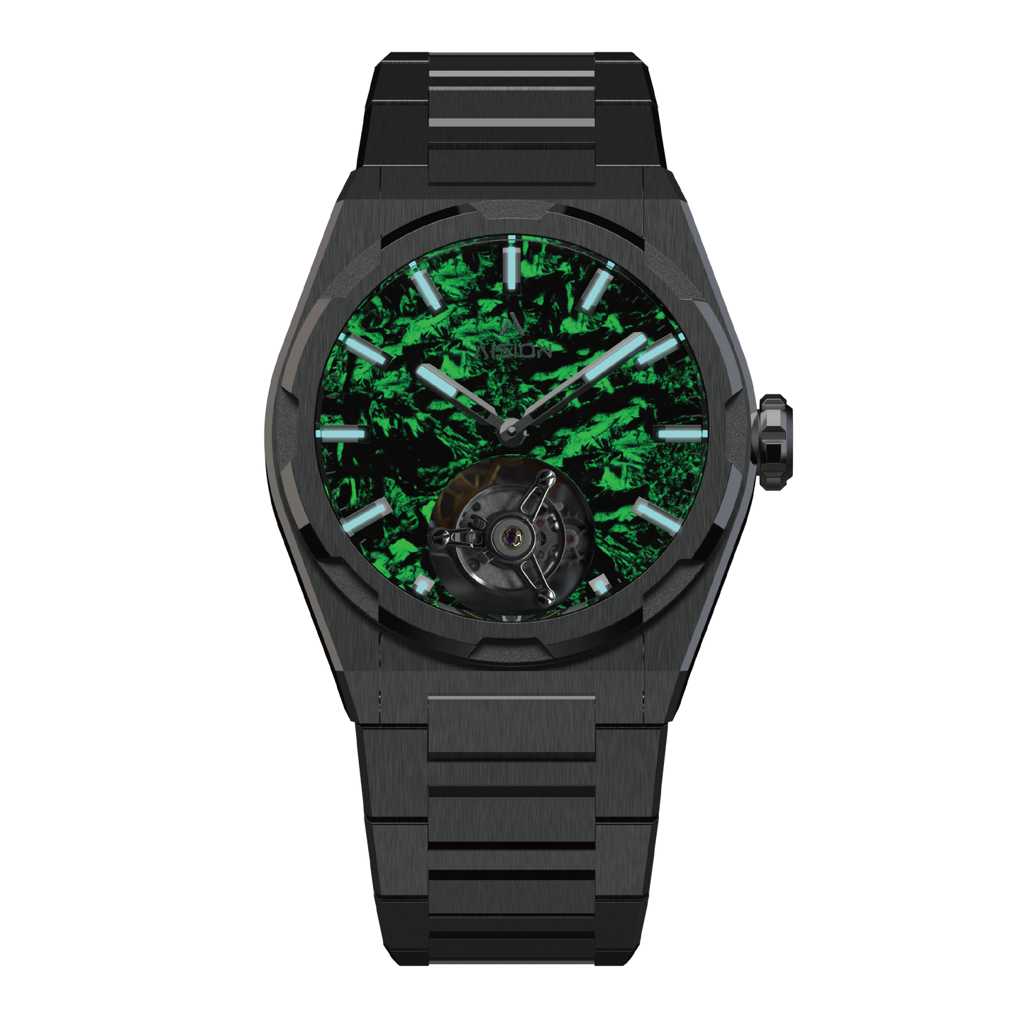 陀飛輪 - 夜光鍛造碳纖維錶盤 - 綠色