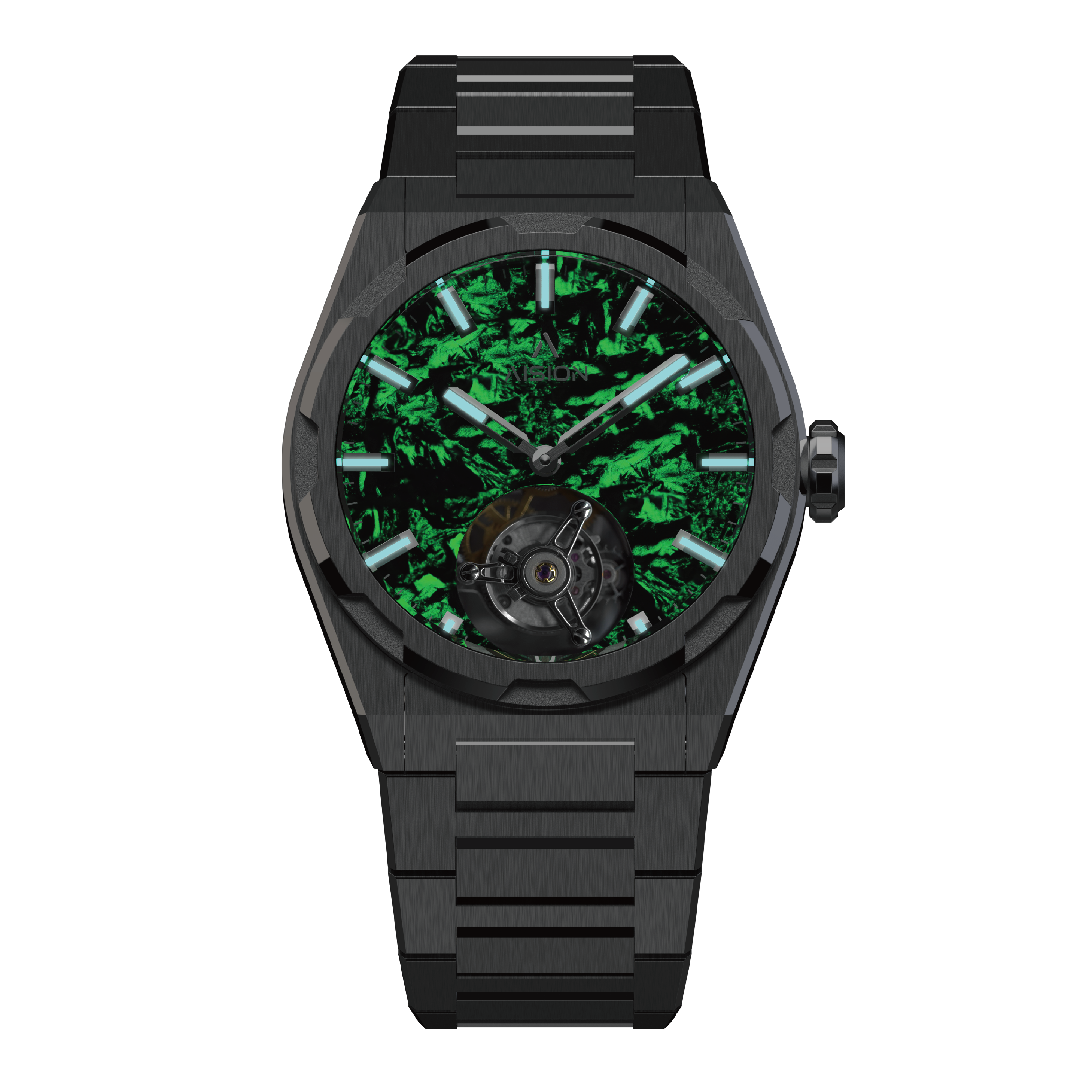 Tourbillon - Lumed Forged Carbon Fiber Dial - Green