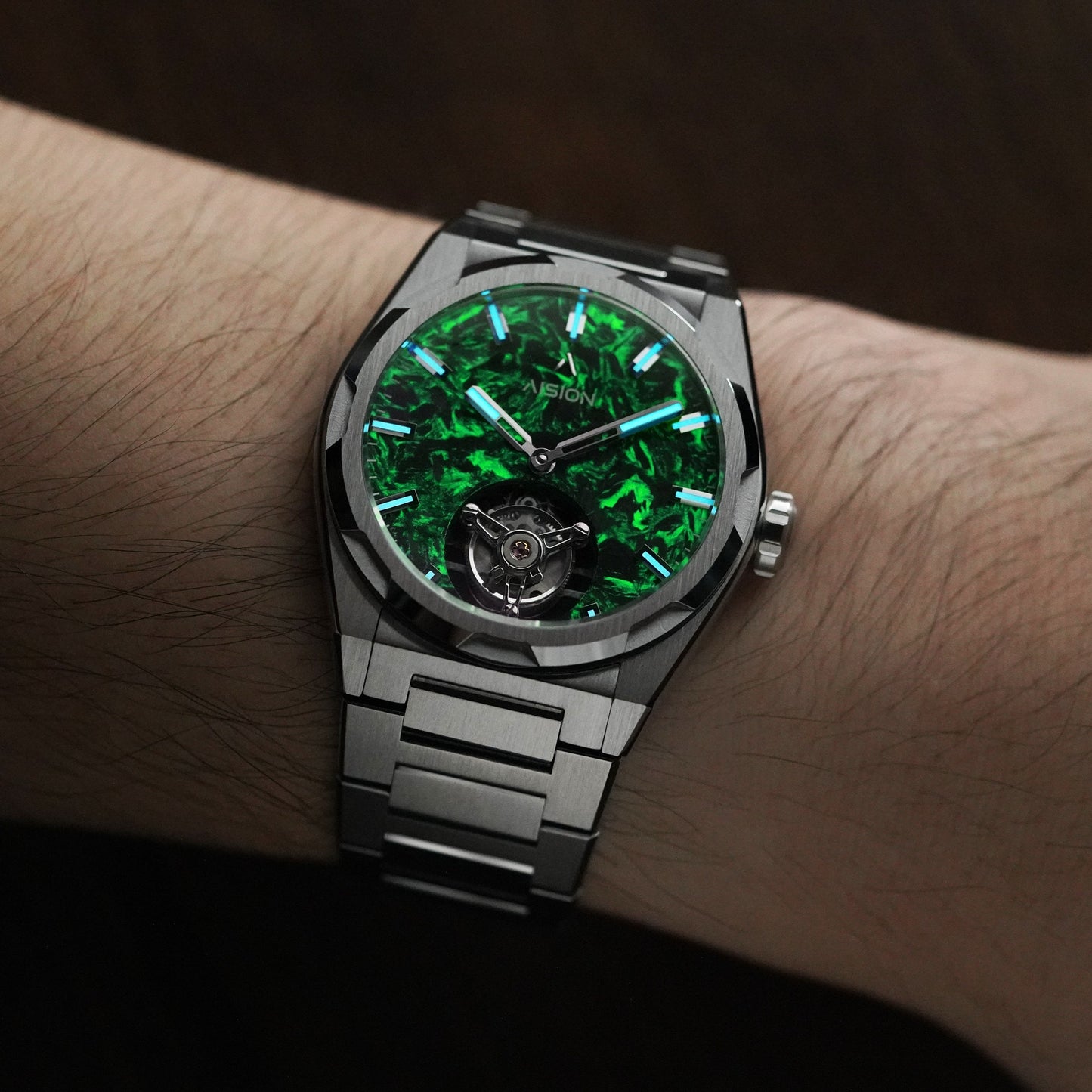 陀飛輪 - 夜光鍛造碳纖維錶盤 - 綠色