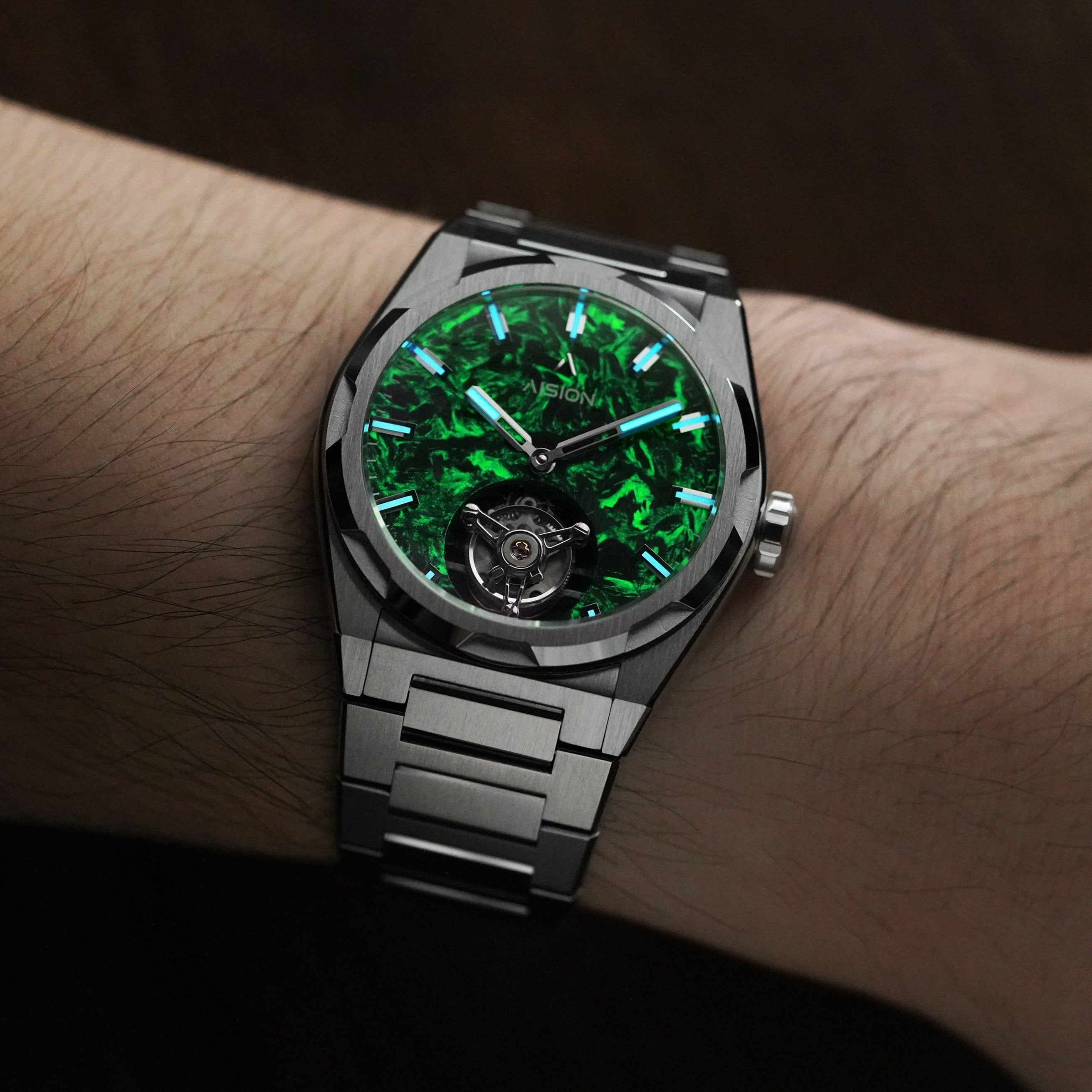 Tourbillon - Lumed Forged Carbon Fiber Dial - Green