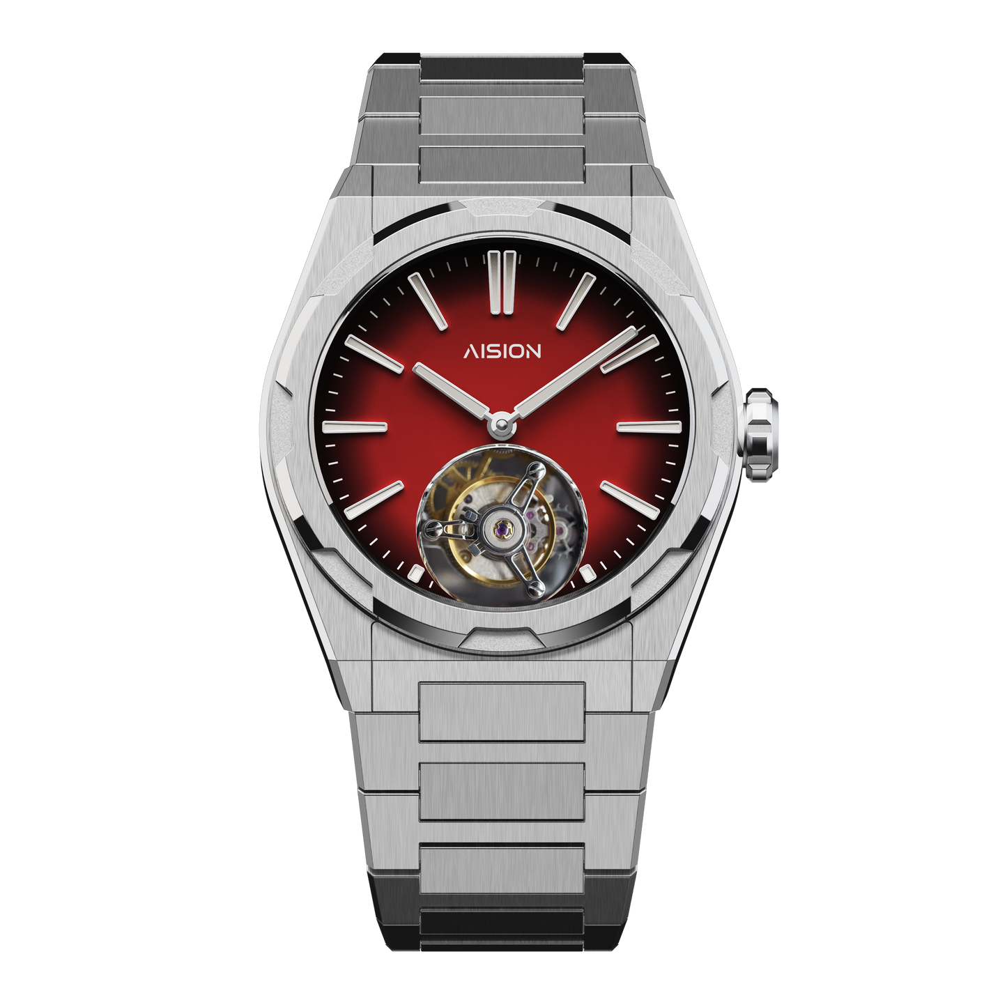 陀飛輪 - 現代簡約錶盤 - 紅色